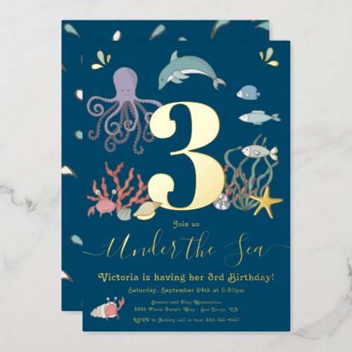 Under the Sea Birthday Party Foil Invitation