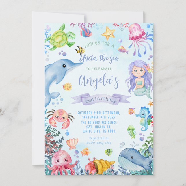 Under the Sea Birthday Party Invitation (Front)