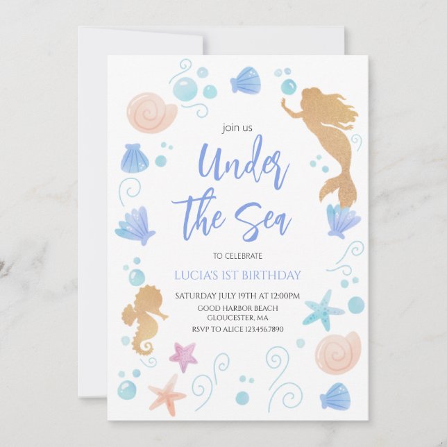 Under the Sea Birthday Party Invitation (Front)