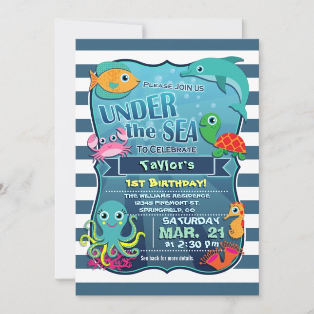 Under the Sea Birthday Party Invitation (Front)