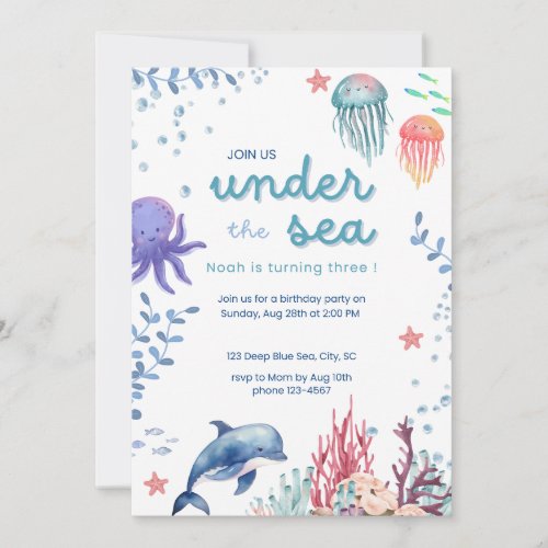 Under the Sea Birthday Party Invitation