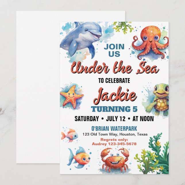 Under the Sea Birthday Party Invitation (Front/Back)