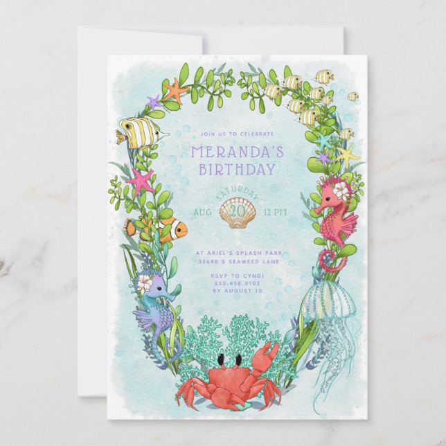 Under the Sea  Birthday Party Invitation (Front)