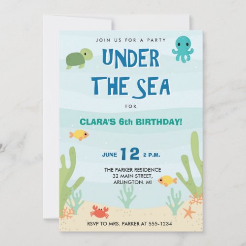Under The Sea Birthday Party Invitation