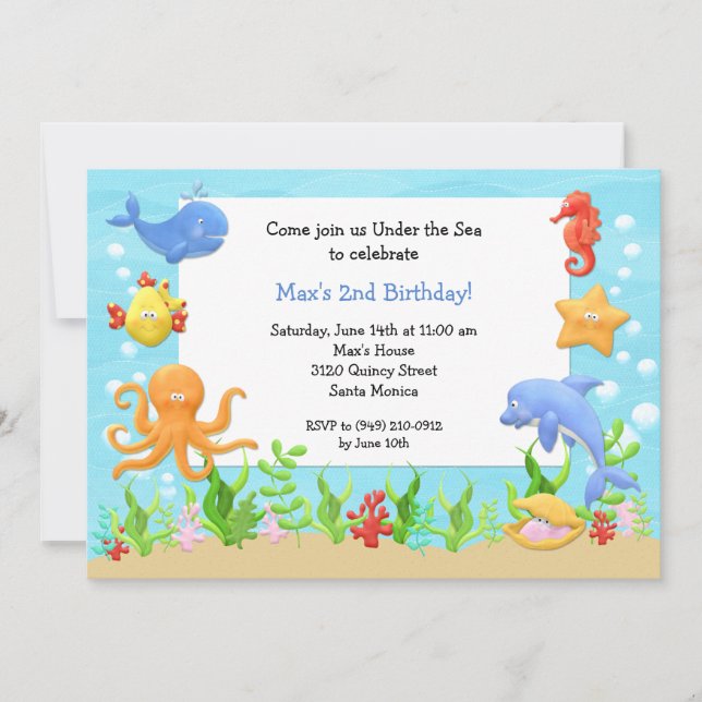 Under the Sea Birthday Party Invitation (Front)