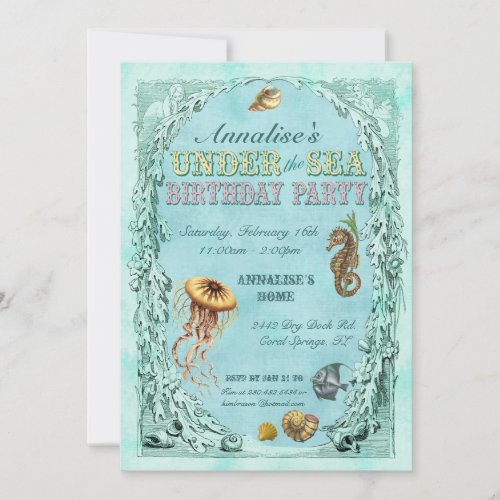 Under the Sea Birthday Party Invitation - Pink