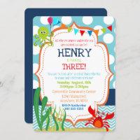 Under the Sea Birthday Party Invitation Sea Life