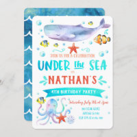 Under the Sea Birthday Party Invitation Whale