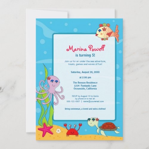 Under the Sea Birthday Party Invitations