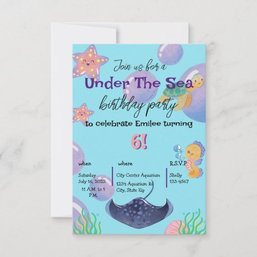 Under the Sea birthday party invitations