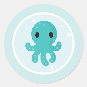 Under the Sea Birthday Party Octopus Classic Round Sticker