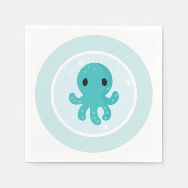 Under the Sea Birthday Party Octopus Napkins (Front)