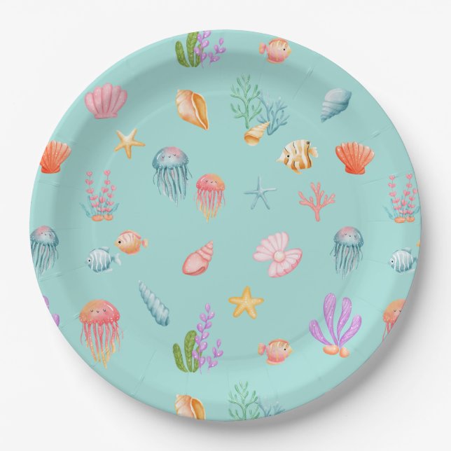 Under The Sea Birthday Party Paper Plates (Front)