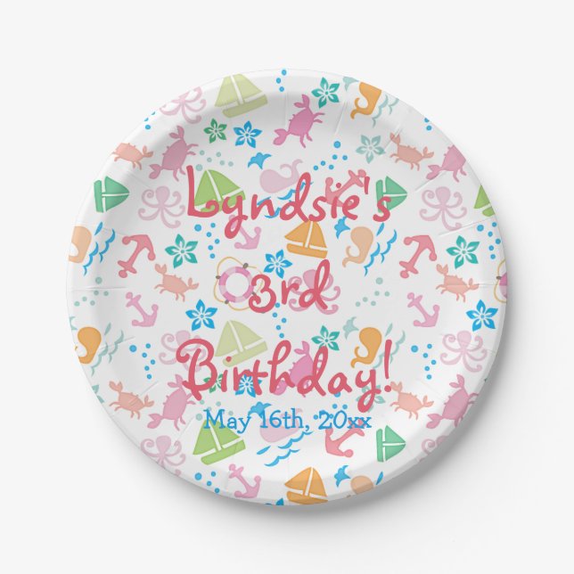 Under The Sea Birthday Party Paper Plates (Front)