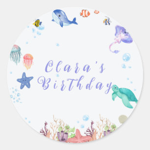 Under The Sea Birthday Party Paper Plates Classic Round Sticker
