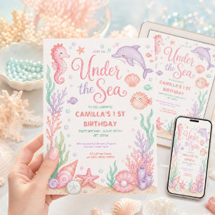 Under the Sea Birthday Party Pastel Girl Cute Invitation