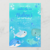 Under the sea birthday party sea animals invitation