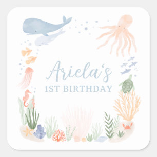 Under the Sea Birthday Party Square Sticker