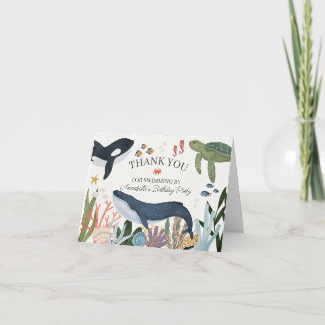 Under the Sea Birthday Party Thank You Card (Front)