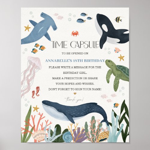 Under the Sea Birthday Party Time Capsule Sign
