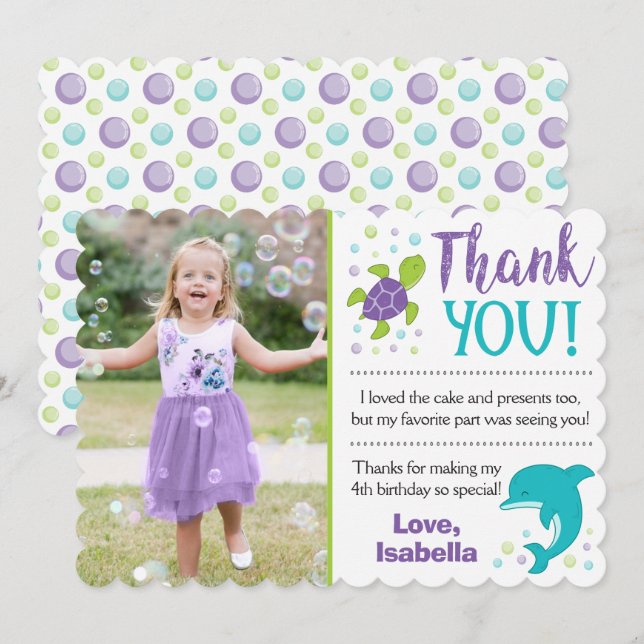 Under the Sea Birthday Thank You Card (Front/Back)