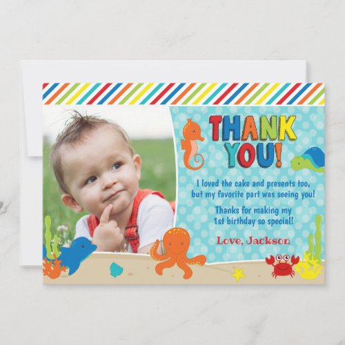 Under the Sea Birthday Thank You Card with Photo