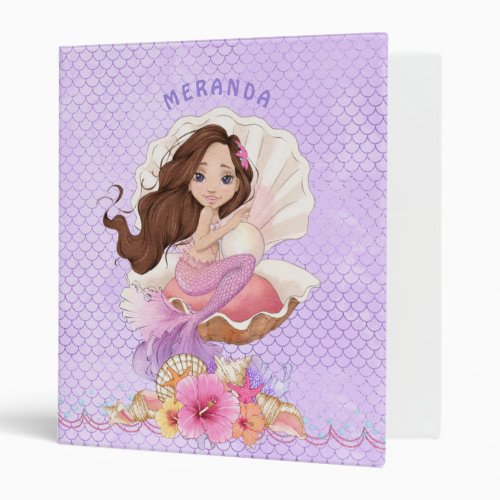 Under the Sea Blonde Mermaid and Sea Shell 3 Ring Binder