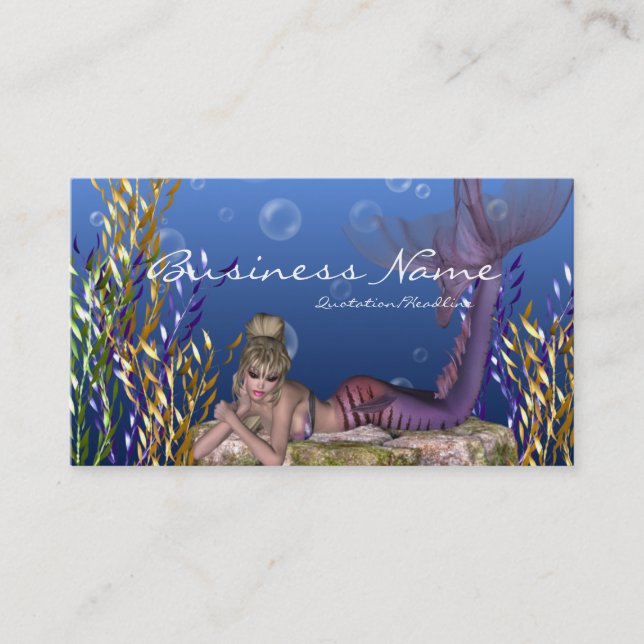Under the Sea Blonde Mermaid Business Cards (Front)