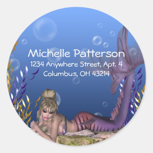 Under the Sea Blonde Mermaid Return Address Labels