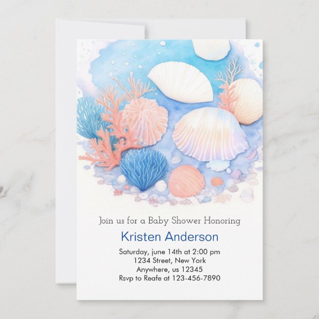 Under the Sea Blue Adventure Boy Baby Shower Invitation (Front)