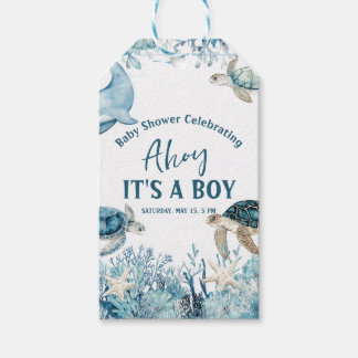 Under the Sea Blue Ahoy It's a Boy Baby Shower Gift Tags