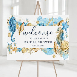 Under the Sea Blue and Gold Bridal Shower Welcome  Foam Board