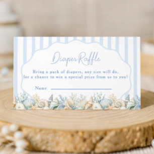 Under The Sea Blue Baby Shower Diaper Raffle Enclosure Card