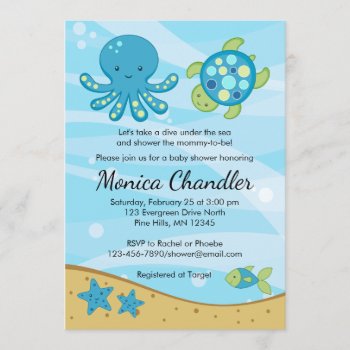Under The Sea Blue Baby Shower Invitation Card by InvitingExpression at Zazzle