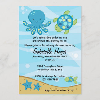 Under the Sea Blue Baby Shower Invitations