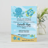 Under the Sea Blue Baby Shower Invitations (Standing Front)
