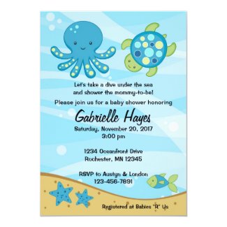 Under the Sea Blue Baby Shower Invitations