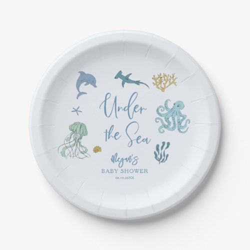 Under The Sea Blue Baby Shower Paper Plates