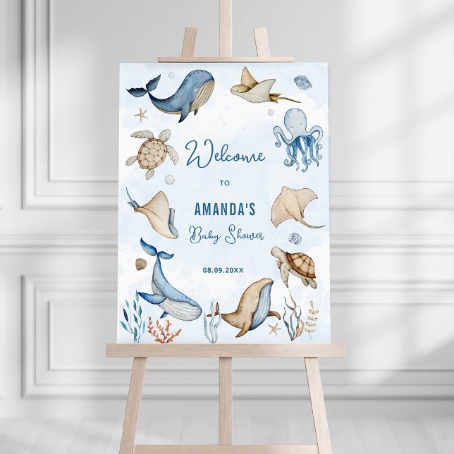 Under The Sea Blue Baby Shower Welcome  Foam Board (Creator Uploaded)