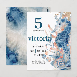 Under the sea Blue Beach Whale babyShower  Postcard