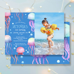 Under The Sea Blue Birthday Party Photo Invitation
