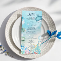 Under the Sea blue boy Baby Shower Menu card 