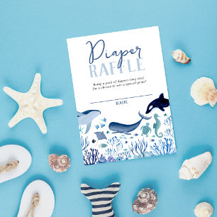 Under the Sea Blue Boy Diaper Raffle Enclosure Card
