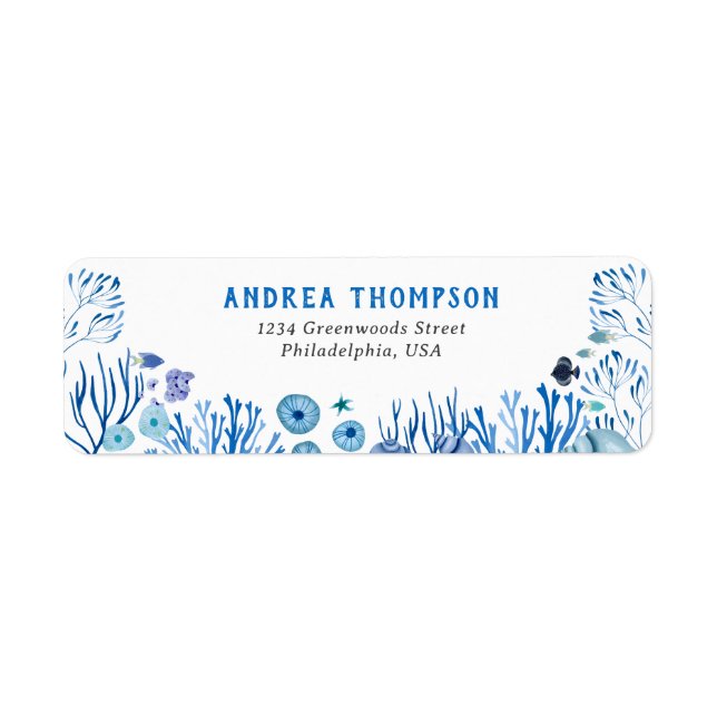 Under the Sea Blue Boy Return Address Label (Front)