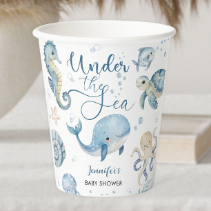 Under The Sea Blue Boy Watercolor Baby Shower Paper Cups