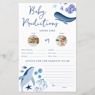 Under the Sea Blue Boy Whale Baby Prediction Game