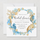 Under the Sea Blue & Gold Bridal Shower Invitation