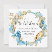 Under the Sea Blue & Gold Bridal Shower Invitation (Front)