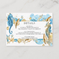 Under the Sea Blue Gold Summer Wedding Details Enclosure Card