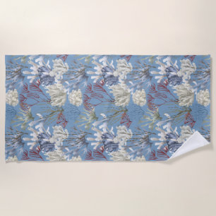 Under the Sea Blue Ocean Corals  Beach Towel